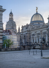 View of the facade of the Dresden Academy of Fine Arts on the Bruhl's Terrace, Dresden, Germany