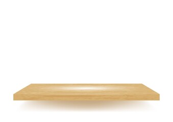Empty wooden shelf, isolated on a background
