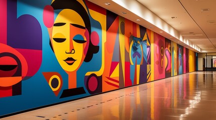 Colorful pop art mural in a contemporary art museum