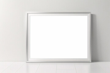 Fototapeta premium Realistischer leerer rechteckiger weißer Rahmen mit Passepartout auf grauem Hintergrund, Rand für Ihr kreatives Projekt, Mock-up-Muster, Vektordesignobjekt