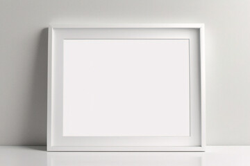 Realistischer leerer rechteckiger weißer Rahmen mit Passepartout auf grauem Hintergrund, Rand für Ihr kreatives Projekt, Mock-up-Muster, Vektordesignobjekt