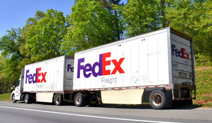A truck of FedEx company, Virginia, USA
