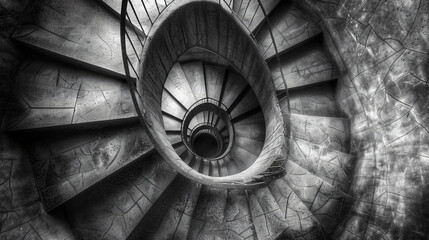 A Spiral Staircase in Black and White