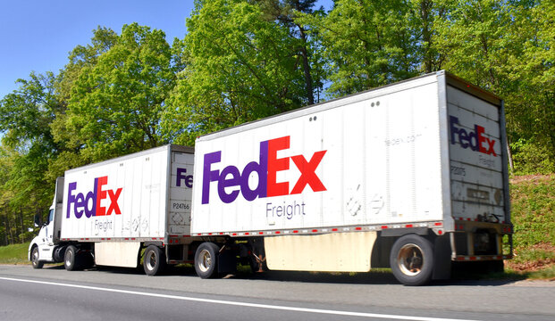 A truck of FedEx company, Virginia, USA