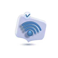 3d Wi-Fi sign on speech bubble icon for website, label, banner, sticker, template and logo on white background. 3d style illustration design.