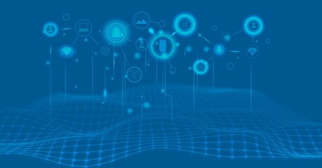 Abstract futuristic circuit board, Illustration high computer technology blue color background. Hi-tech digital technology concept