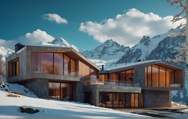 A luxurious dream house in the Alps with a modern and classic style