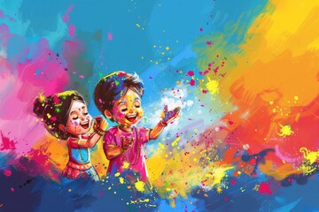 Fototapeta premium Colorful Holi background with vibrant hues