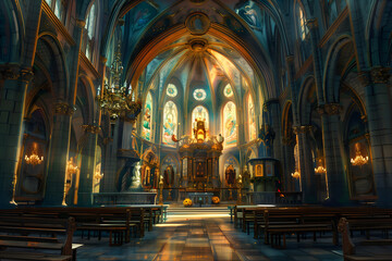Obraz premium An illustration of the interior of a beautiful church