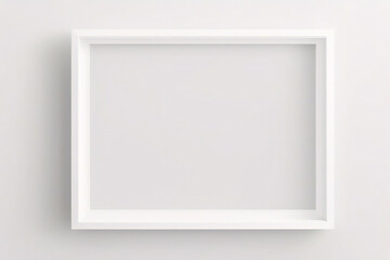 Fototapeta premium Marco vertical rectangular ligero y delgado colgado en una pared con textura blanca, plano, vista superior, ilustración 3D.