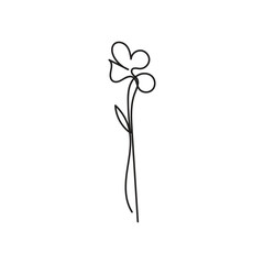 flower plant minimal design hand drawn one line style drawing, flower plant one line art continuous drawing, flower plant single line art 