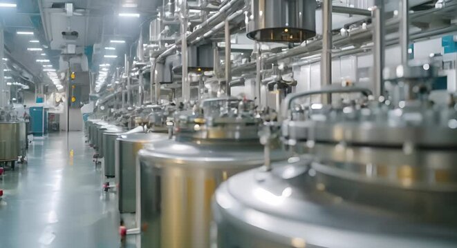 Photos show biopharmaceutical manufacturing process with bioreactors and quality control measures. Concept Bioreactors, Quality Control, Biopharmaceutical Manufacturing, Process Documentation