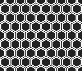 Honeycomb hexagons background. Simple hexagon pattern with inner solid cells. Seamless tileable vector illustration.