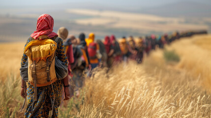 Refugees from a poor or warring country emigrate in search of a better life.