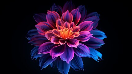 A neon flower, a digital emblem of synthetic beauty and elegance.