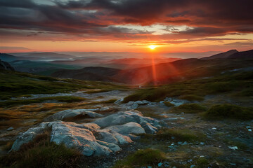 Fototapeta premium sunset in the mountains