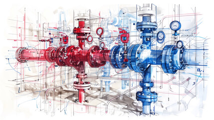 sketch of an industrial installation