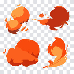 Fototapeta premium Big set of manga visual vector cartoon effects of smoke and dust clouds. Perfect for animation design, illustration, carton, anime, CG game art, tactical design, etc.