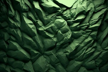 Fototapeta premium Green crumpled paper texture used for paper background texture in decorative art work. Green silk crumpled fabric as an abstract background. Wallpaper background