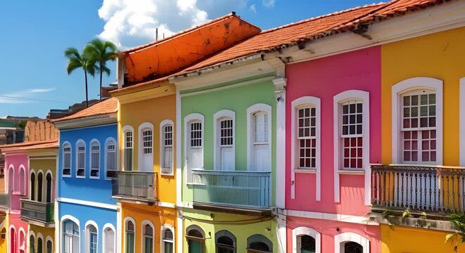 Salvador Bahia showcases vibrant digital art colorful colonial architecture and AfroBrazilian heritage. Concept Art & Culture, Architecture, Afro-Brazilian Heritage, Vibrant Colors, Salvador Bahia
