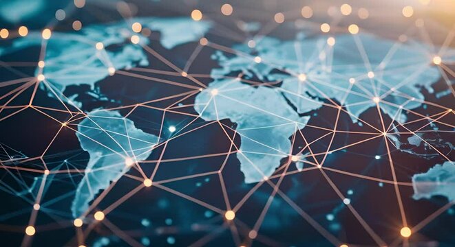 World map with global business network connections global outline concept. Concept Global Business Network, World Map, Connection Lines, Outline Concept