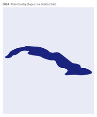 Fototapeta premium Cuba plain country map. Low details. Solid style. Shape of Cuba. Vector illustration.