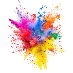 Holi color paint splatter powder festival explosion isolated on white or transparent background