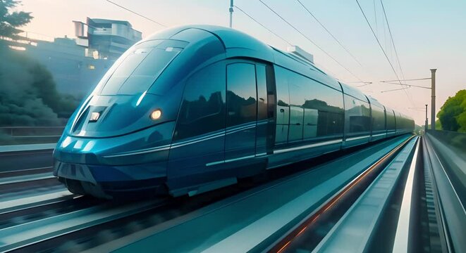 Futuristic urban maglev train showcases highspeed ec. Concept Transportation, Urban Development, High-Speed, Maglev Train, Futuristic Technology