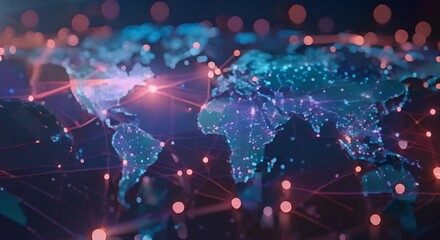 Mapping Global Social Network Connections: An Illustrated World Map. Concept Global Social Networking, World Map Illustration, Connections, Social Media Platforms, Visualization