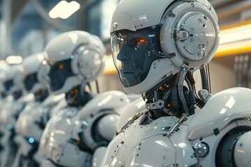 Fototapeta premium Technological Precision: Robots in the Industrial Age