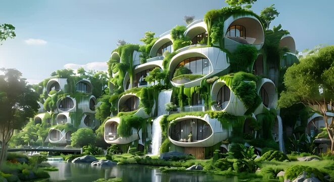 EcoFuture City blends nature sustainability green tech and urban biodiversity conservation . Concept Green Technology, Urban Biodiversity, Sustainable Cities, Eco-Friendly Living, Nature Conservation