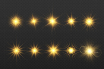 Spark of light.The star flashes brightly.Set of glowing effects.	
