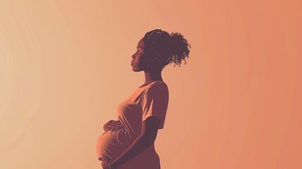 Pregnant Afro American Woman Illustration Generative AI