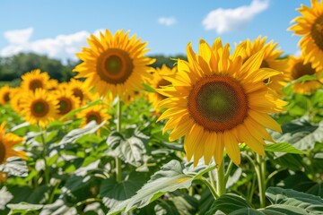 Fototapeta premium Golden Symphony: Sunflowers in Full Bloom