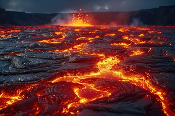 Eternal Fire: Nighttime Spectacle of a Lava River