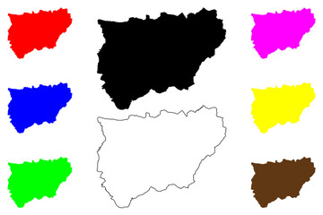 Obraz premium Province of Jaen (Kingdom of Spain, Autonomous community of Andalusia) map vector illustration, scribble sketch Jaen map
