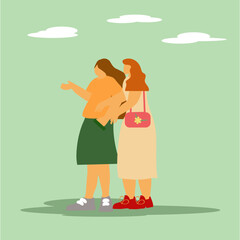 girls' discussion with green background