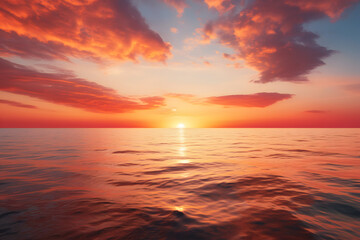 A picturesque seascape at  sunset with the sky Generative Ai