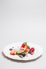 Berries and Greek Yogurt on Plate, Healthy Breakfast and Detox Concept