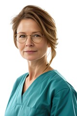 Obraz premium Thoughtful Female Consultant Wearing Glasses in Rim Light