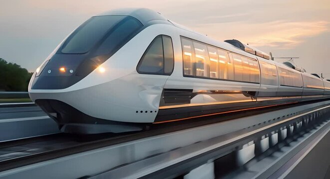 Futuristic maglev train design showcases cuttingedge transportation innovation with magnetic levitation technology. Concept Technology, Transportation, Innovation, Maglev Train, Future Design