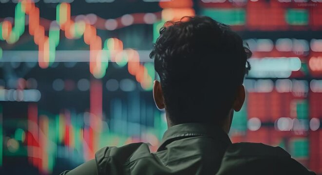 Entrepreneur celebrates success with rising stock market indicators amid crypto enthusiasm . Concept Success in Entrepreneurship, Stock Market Performance, Crypto Enthusiasm, Business Achievements
