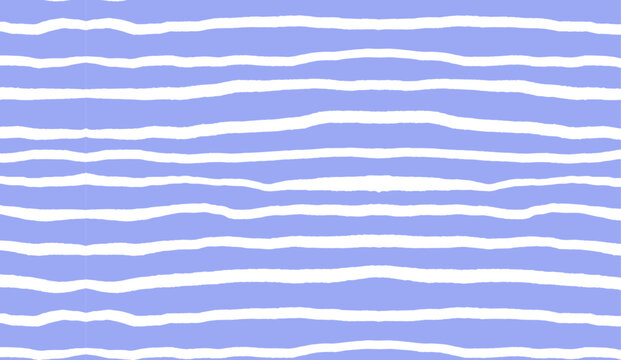 Hand Drawn Wavy Lines On Lavender Background. Structure Stroke Seamless Pattern. Summer Stripes Concept For Design, Textile, And Wallpaper.