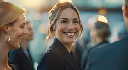 Business professionals networking and socializing at a conference or event . Concept Networking, Conference, Business Professionals, Socializing, Event