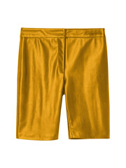 Gold festival leather shorts isolated on white background