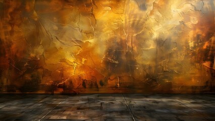 Textured Background: Light Brown Grunge Wall with Dark Concrete Floor. Concept Texture, Background, Grunge, Wall, Concrete Floor