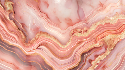 Luxurious Abstract Pink and Gold Marble Texture Background with Agate Geode Pattern for Elegant Design or Wall Art
