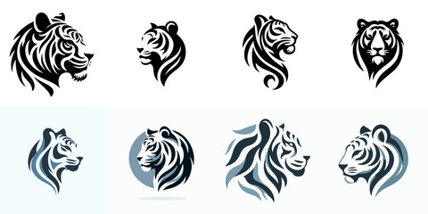 collection of abstract tiger silhouettes