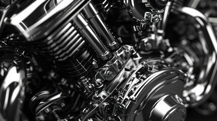 motorcycle engine closeup vintage tone art and industrial design,AI generated image.