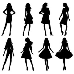 collection of silhouettes of women in dresses